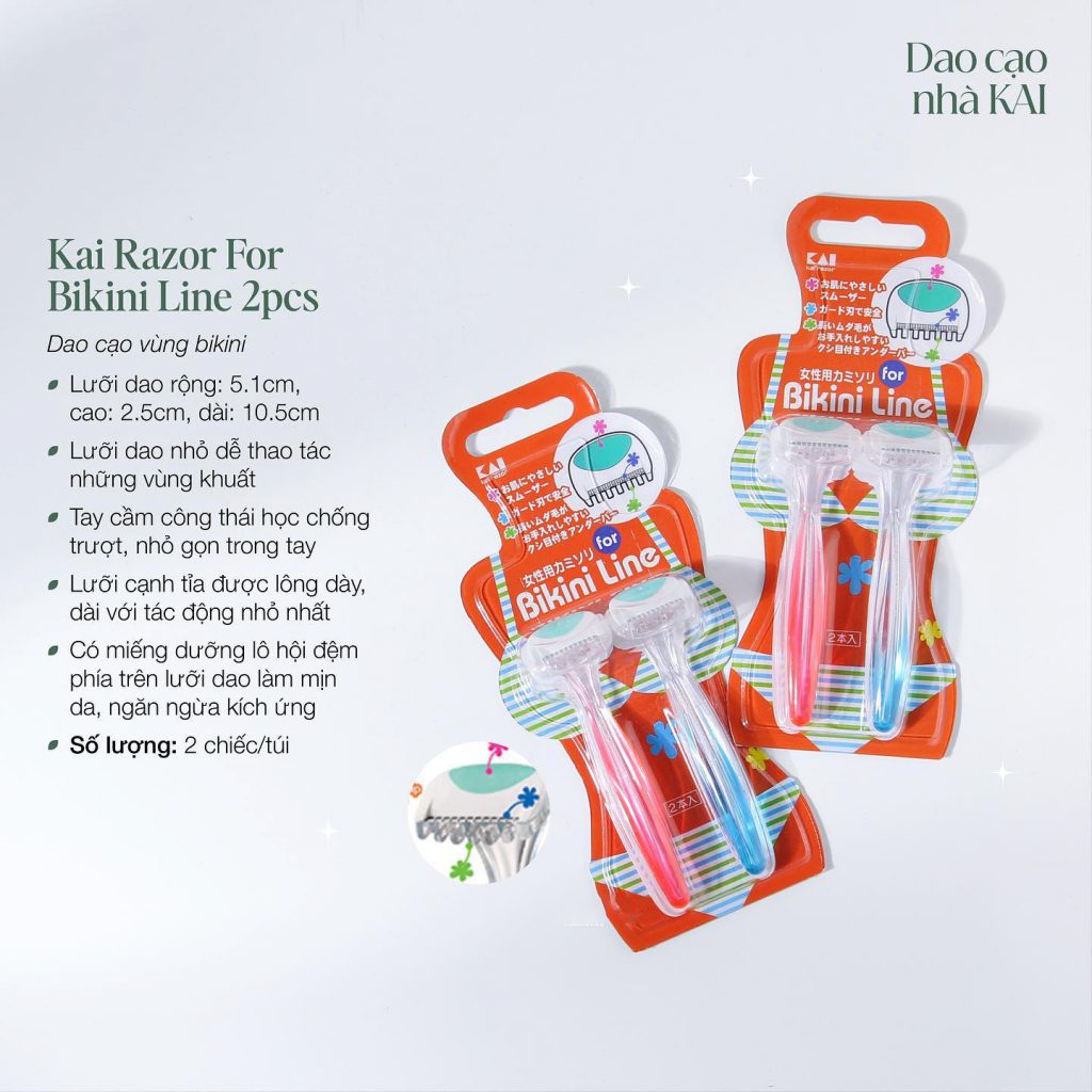 [KAI] Dao Cạo Vùng Kín Kai Bikini Line Razor (2 Cái) Hồng Và Xanh ...