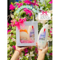 (Quà Tặng 20/11) Set Sữa Tắm Algemarin Cá Ngựa (1 Sữa Tắm + Bông Tắm + Túi Giấy)