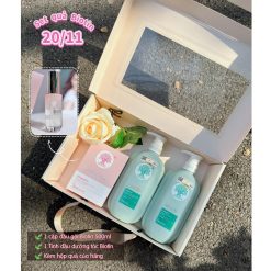 (Quà Tặng 20/11) Set Quà Voudioty Biotin & Collagen Xanh Dương (1 Cặp Dầu Gội Xả + 1 Tinh Dầu + 1 Hộp Quà)