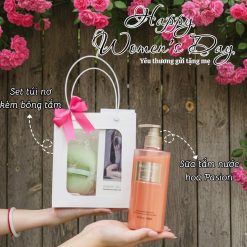 (Quà Tặng 20/10) Set Sữa Tắm Pasiori (1 Sữa Tắm + 1 Bông Tắm + 1 Túi Nơ)