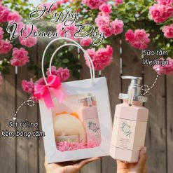 (Quà Tặng 20/10) Set Sữa Tắm Weilaiya Hoa Trà (1 Sữa Tắm + 1 Bông Tắm + 1 Túi Nơ)